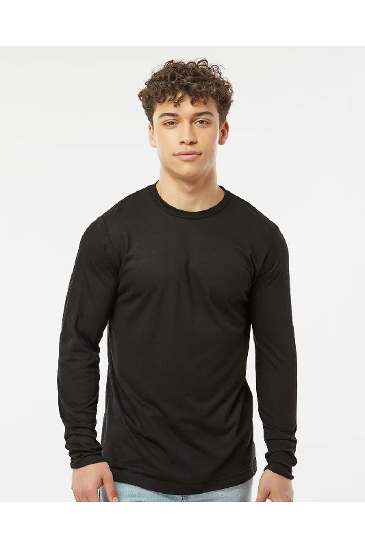 Relaxed Fits Tultex Mens Poly-Rich Long Sleeve Crewneck T-Shirt - Black