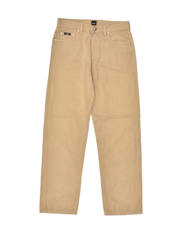 Sporty Essentials HUGO BOSS Mens Arkansas Straight Casual Trousers W33 L32  Brown Cotton