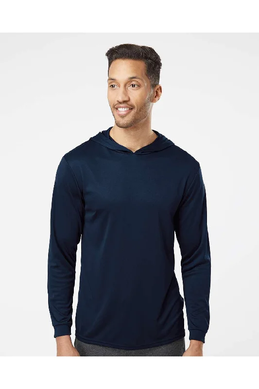 Relaxed Looks Paragon Mens Bahama Performance Moisture Wicking Long Sleeve Hooded T-Shirt Hoodie - Navy Blue Relaxed Looks Paragon Mens Bahama Performance Moisture Wicking Long Sleeve Hooded T-Shirt Hoodie - Navy Blue