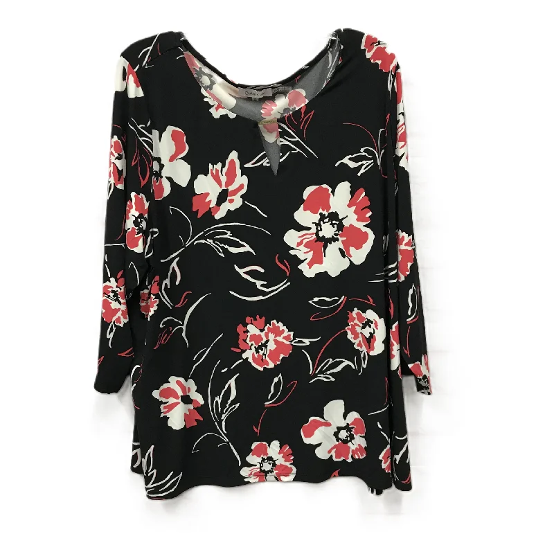 Casual Essentials Black Top Long Sleeve By Calvin Klein, Size: 3x
