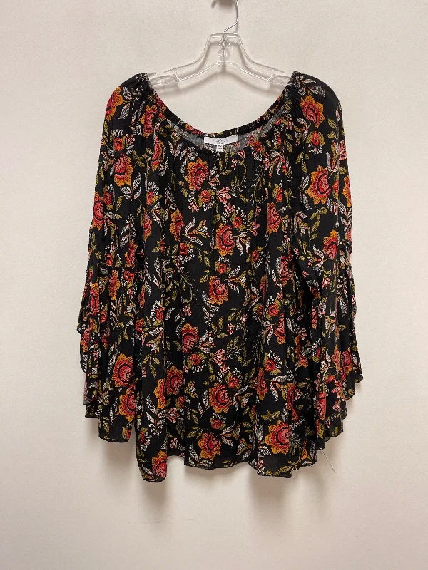Outdoor Essentials Top Long Sleeve By Fever In Black, Size: 2x