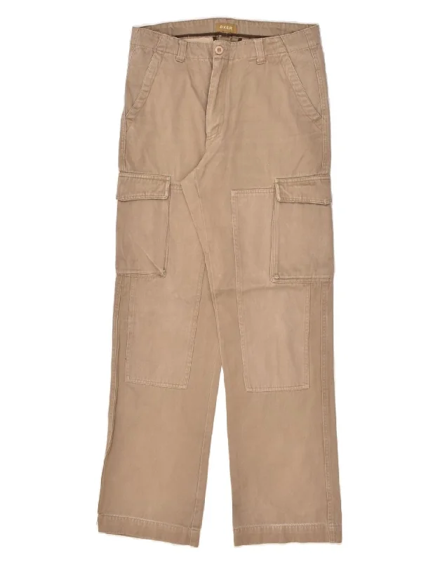 Flexible Styles OXER Mens Straight Cargo Trousers IT 48 Medium W32 L32  Brown Cotton