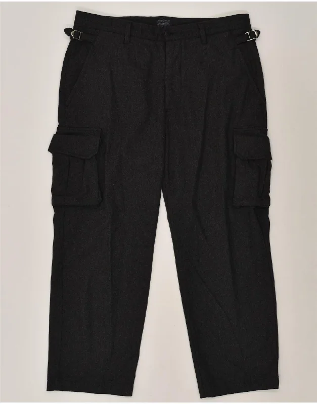 Stylish Tops MASON'S Mens Straight Cargo Trousers IT 54 2XL W42 L29 Grey Wool