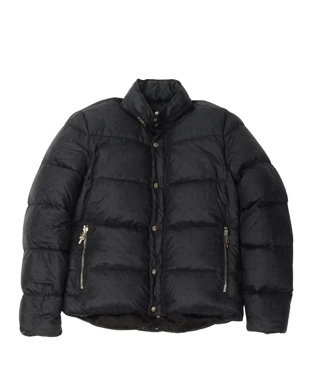 Functional Tops Tonal Monogram Puffer Jacket with Packable Hood