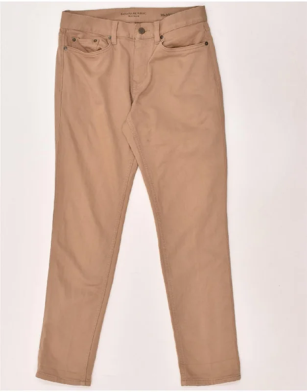 Sporty Trends BANANA REPUBLIC Mens Travel Tapered Casual Trousers W30 L30 Beige Cotton