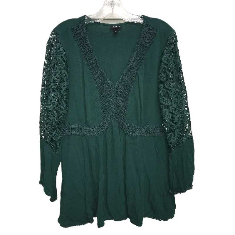 Modern Casuals Top Long Sleeve By Torrid In Green, Size: 1x