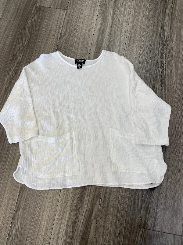 Lightweight T-shirts Top Long Sleeve By Jones And Co In White, Size: 1x