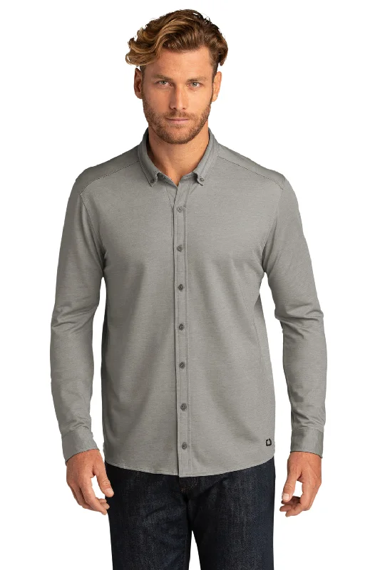 Fashion Comfort Ogio Mens Code Stretch Moisture Wicking Long Sleeve Button Down Shirt - Heather Tarmac Grey Fashion Comfort Ogio Mens Code Stretch Moisture Wicking Long Sleeve Button Down Shirt - Heather Tarmac Grey