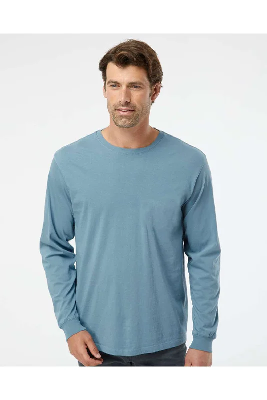 Stylish Looks SoftShirts Mens Organic Long Sleeve Crewneck T-Shirt - Slate Blue