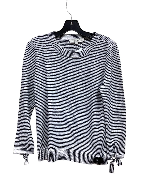 Classic Jackets Top Long Sleeve By Loft In Striped Pattern, Size: Mp
