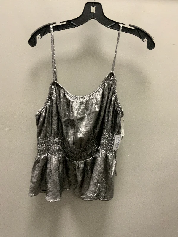 Casual Knitwear Top Long Sleeve By Old Navy In Silver, Size: Xxl
