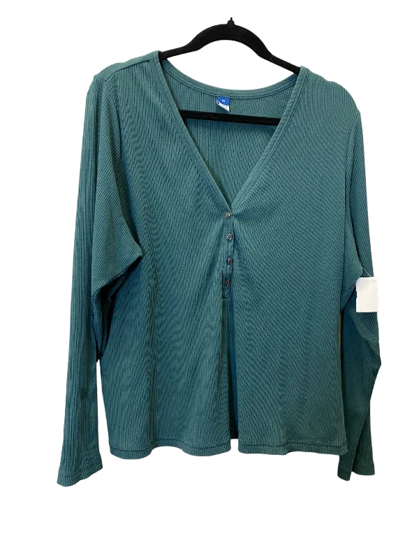 Soft Knitwear Top Long Sleeve Basic By Old Navy In Green, Size: 3x