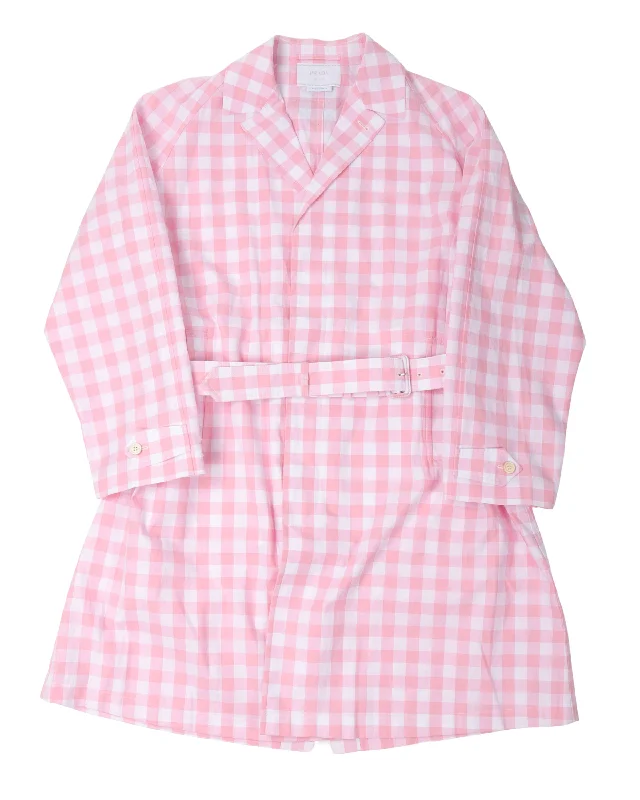 Street Fashion Plaid Gingham Trench Coat