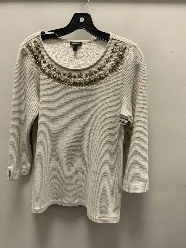 Simple Outfits Top 3/4 Sleeve By Talbots In Grey, Size: M