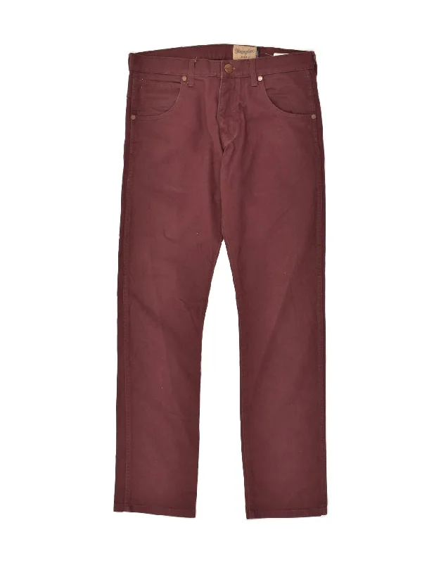 Simple Apparel WRANGLER Mens Spencer Straight Casual Trousers W31 L32  Burgundy Cotton