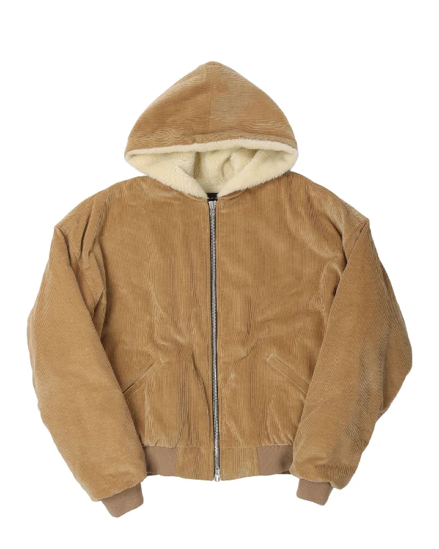 Basic Fashion Fifth Collection Corduroy Alpaca Hooded Work Jacket