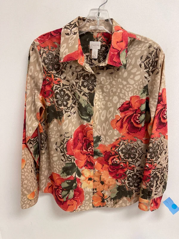 Sporty Essentials Top Long Sleeve By Chicos In Animal Print, Size: S