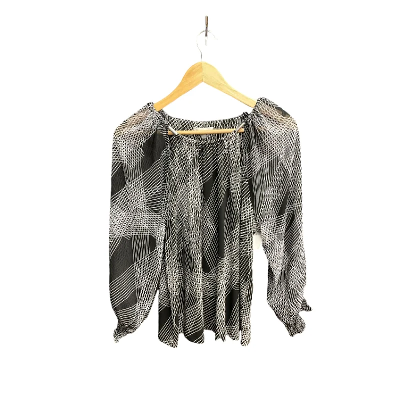 Trendy Apparel Top Long Sleeve By Calvin Klein In Black & White, Size: M