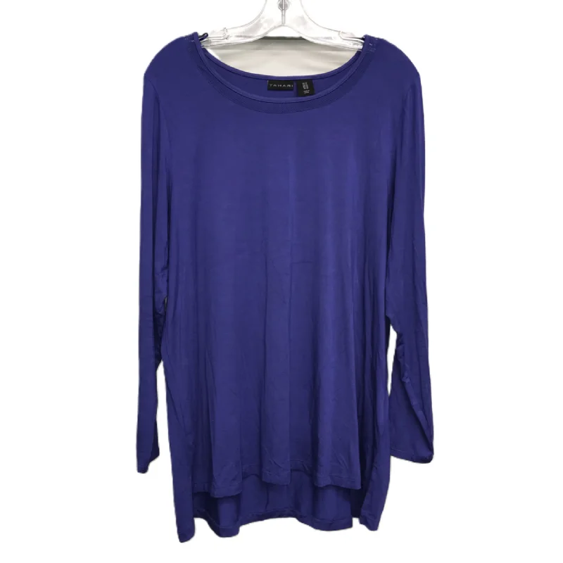 Sporty Wardrobe Top Long Sleeve By Tahari By Arthur Levine In Blue, Size: 1x