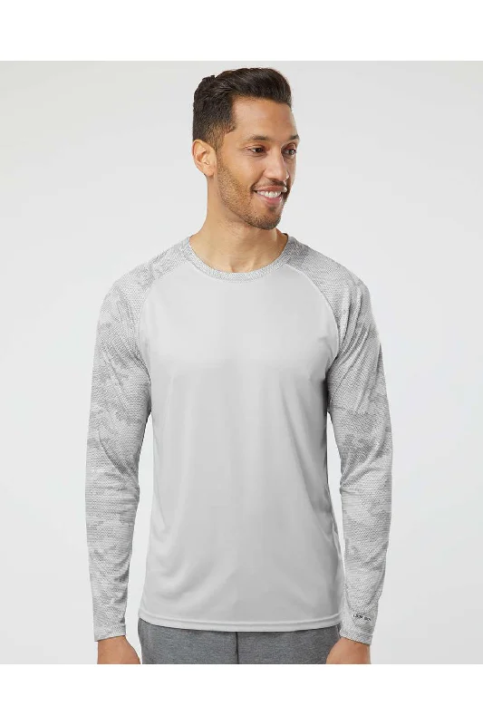 Soft Materials Paragon Mens Cayman Performance Moisture Wicking Camo Colorblock Long Sleeve Crewneck T-Shirt - Aluminum Grey Soft Materials Paragon Mens Cayman Performance Moisture Wicking Camo Colorblock Long Sleeve Crewneck T-Shirt - Aluminum Grey