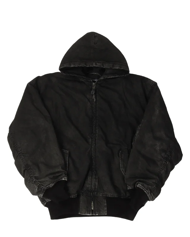 Stylish Layers Oversized Denim Hooded Work Jacket