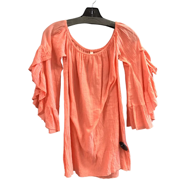 Stylish Layers Top 3/4 Sleeve By Elan In Coral, Size: S