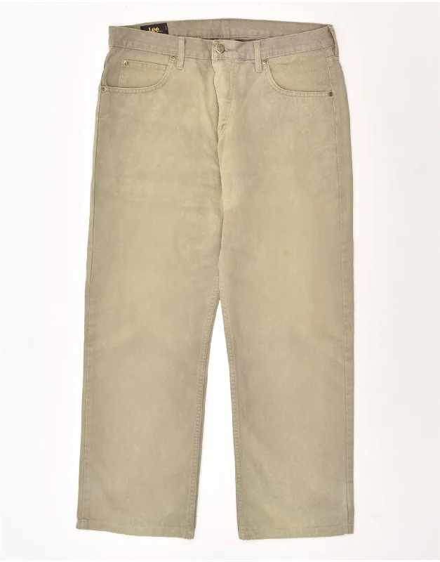 Lightweight T-shirts LEE Mens Straight Jeans W36 L28 Khaki Cotton