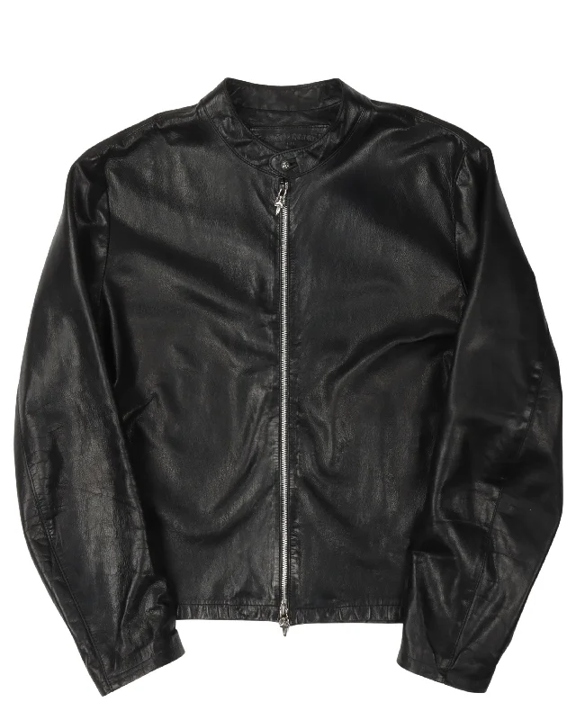 Simple Apparel Lamb Leather Cafe Racer Leather Jacket