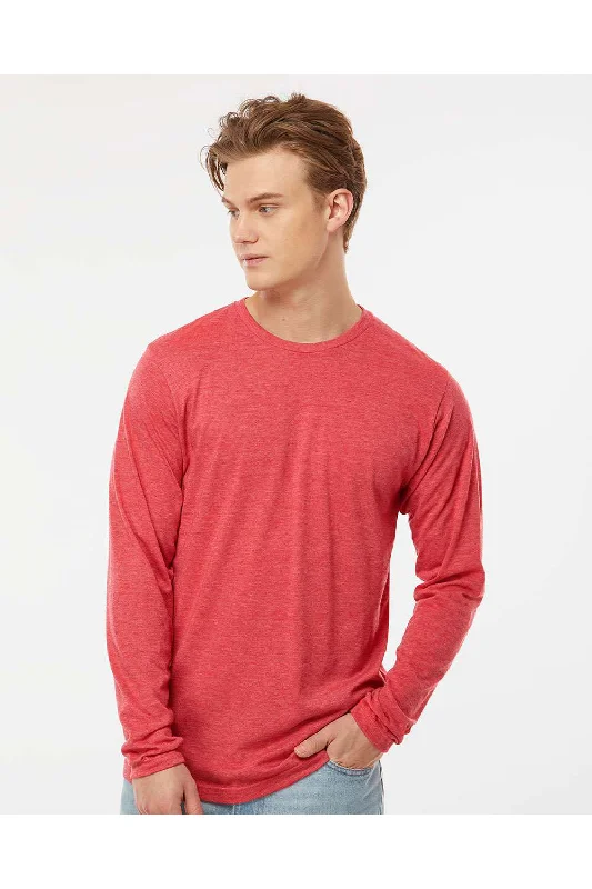 Cozy Essentials Tultex Mens Poly-Rich Long Sleeve Crewneck T-Shirt - Heather Red