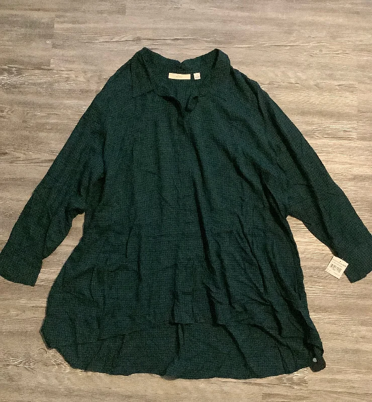 Sporty Styles Top Long Sleeve By Sejour In Green, Size: 3x