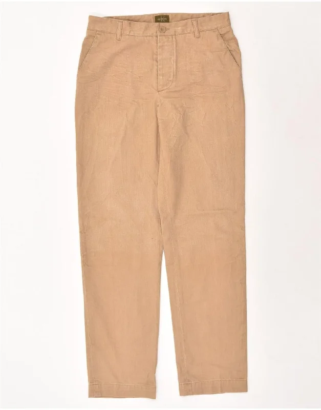 Sport Chic CALVIN KLEIN Mens Straight Chino Trousers W33 L34 Beige Cotton