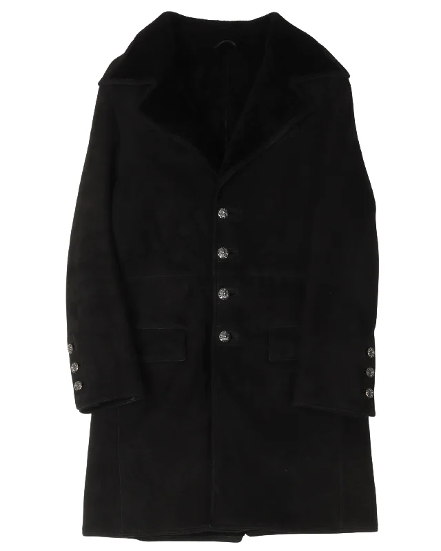 Timeless Style Shearling Lined Suede Leather Coat