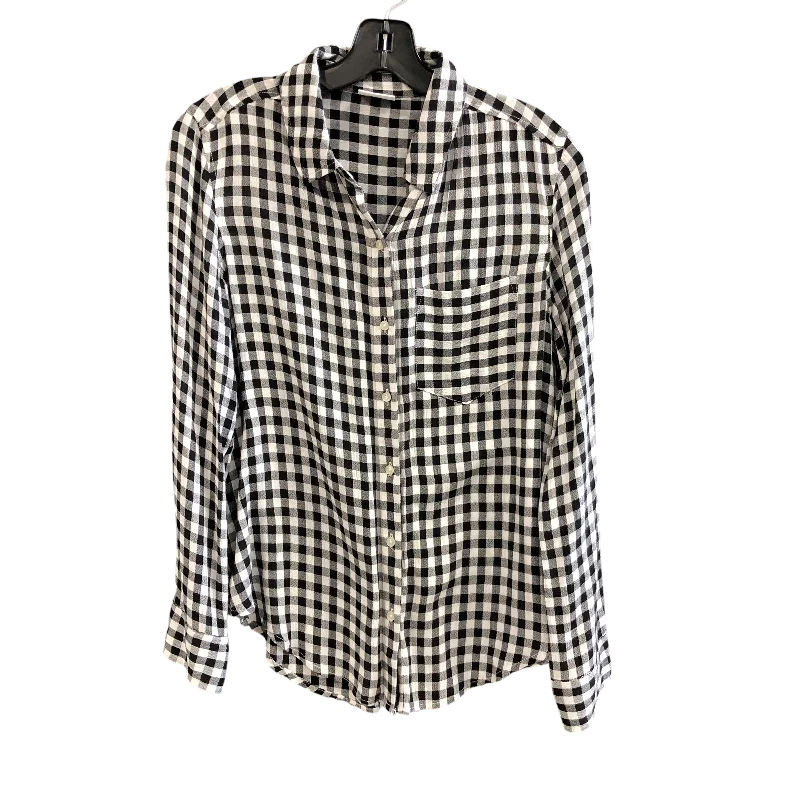 Lightweight Apparel Top Long Sleeve By Abound In Checker Pattern, Size: Xs