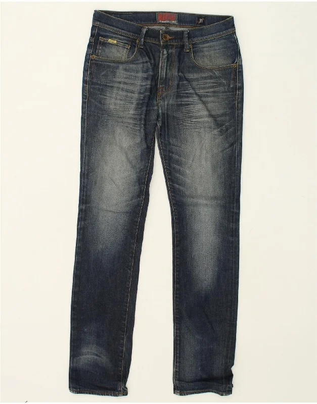 Soft Materials RIFLE Mens Straight Jeans W31 L33 Navy Blue Cotton