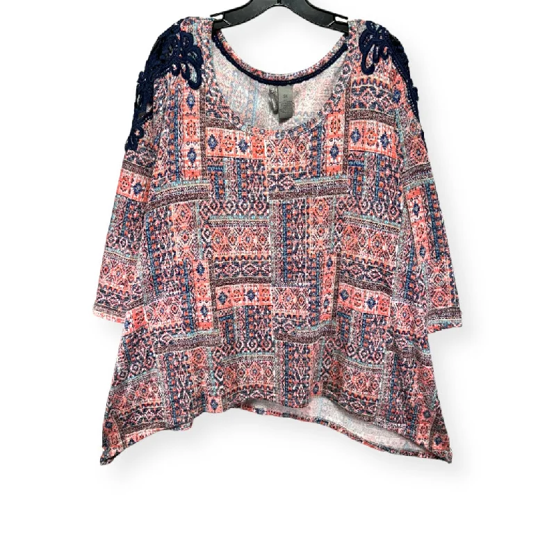 Active Essentials Top 3/4 Sleeve By New Directions In Multi-colored, Size: 3x