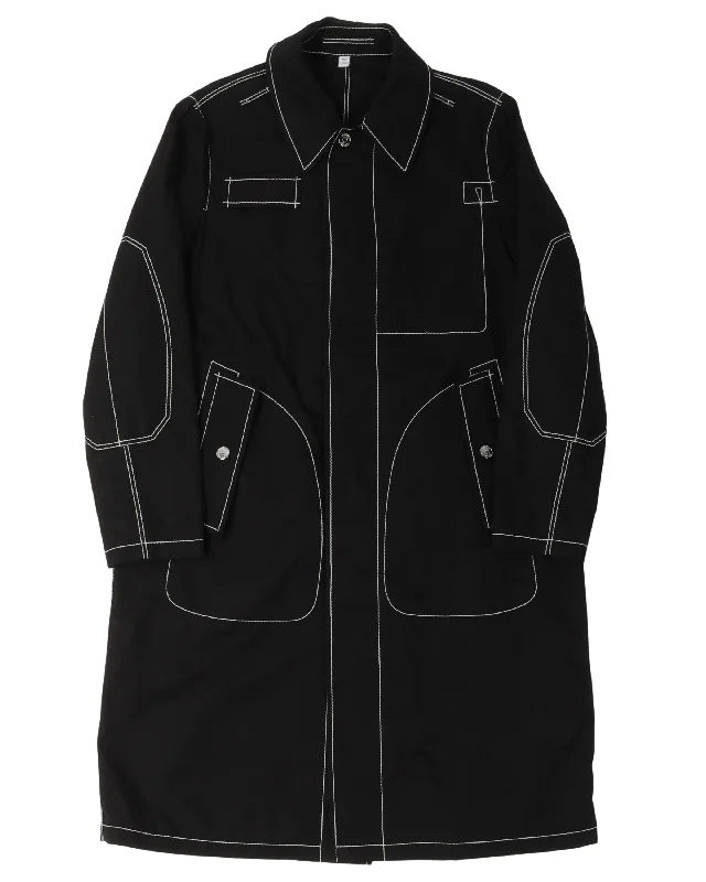 Flexible Styles Contrast Stitch Trench Coat