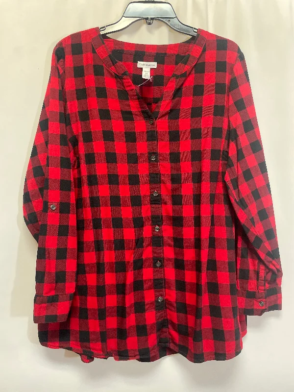 Sport Chic Black & Red Top Long Sleeve Croft And Barrow, Size 1x