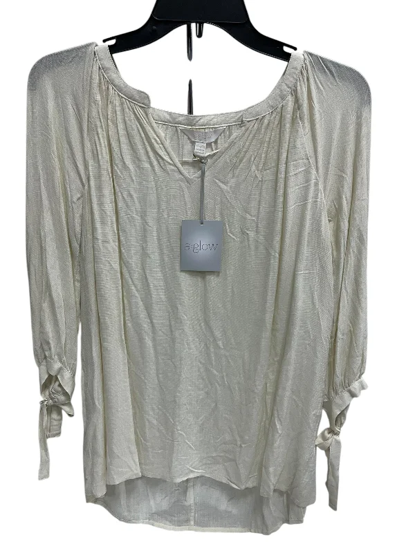 Practical Looks Top 3/4 Sleeve Basic By A Glow In Beige, Size: Xs