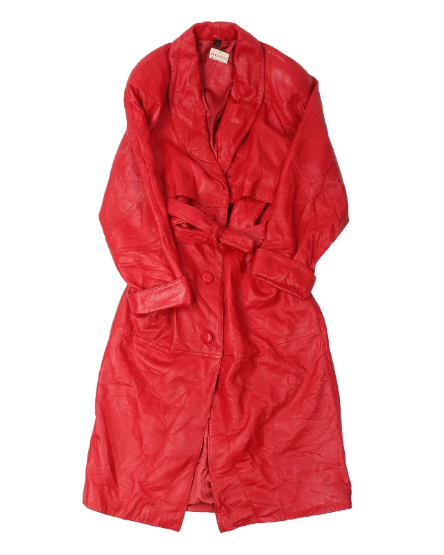 Classic Wear Belted Leather Trench Coat