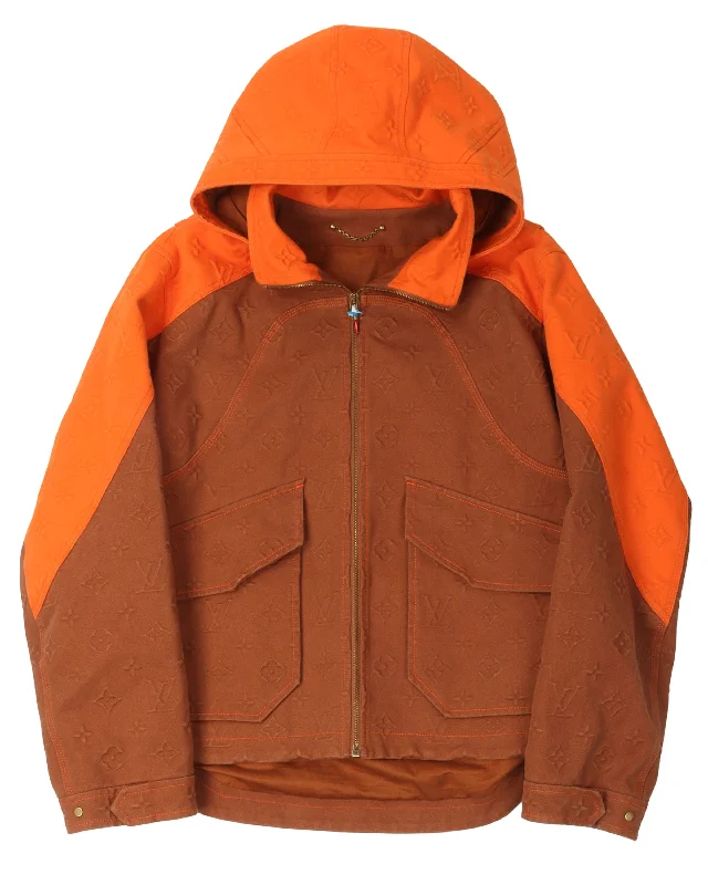 Lightweight Apparel Monogram Hooded Denim Carpenter Jacket