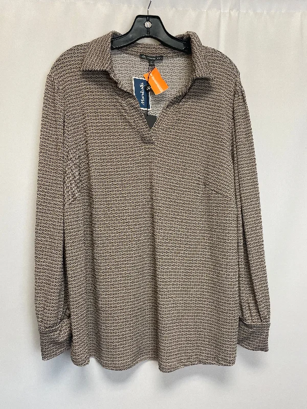 Relaxed Denim Top Long Sleeve By Adrianna Papell  Size: 1x