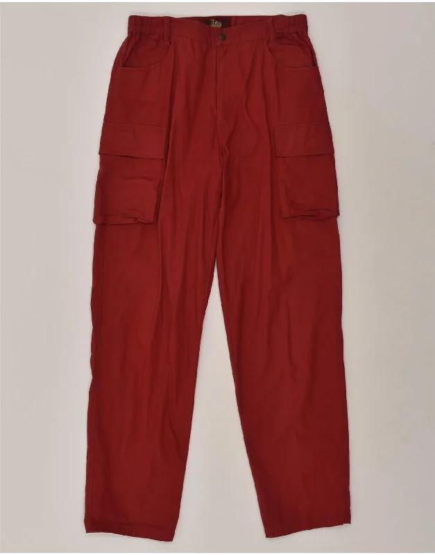 Urban Outfits ICELAND Mens Tapered Cargo Trousers Medium W32 L33 Red Cotton