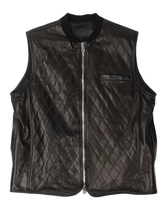 Simple Comfort Quilted Leather Cross Patch Vest