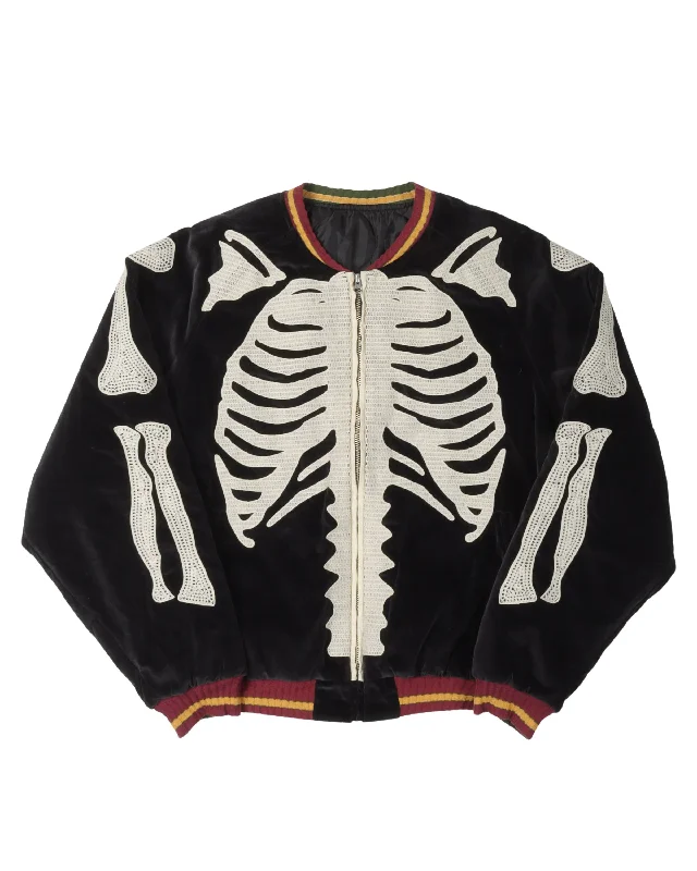 Street-Friendly Wear Velveteen Bone Embroidered Souvenir Jacket