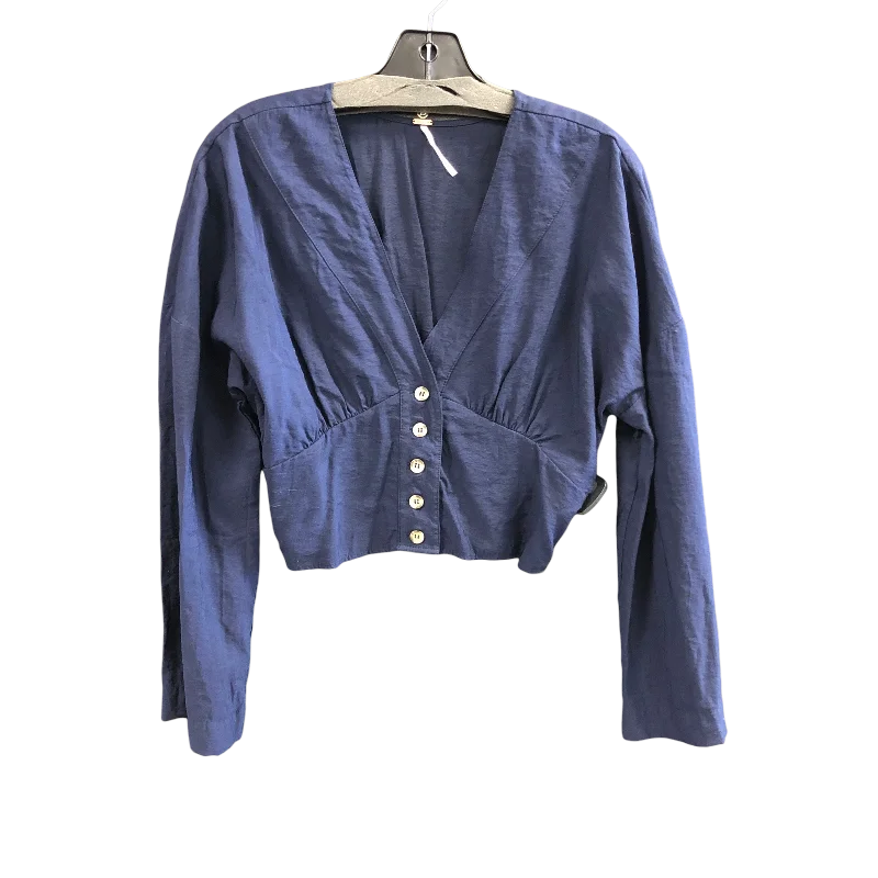 Everyday Denim Top Long Sleeve By Free People In Blue, Size: S