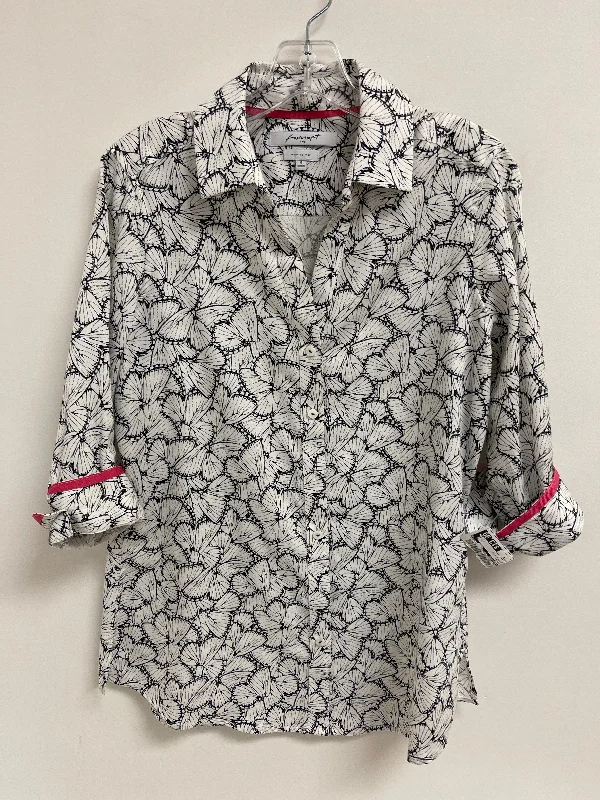 Outdoor Outfits Top Long Sleeve By Foxcroft In Black & White, Size: S
