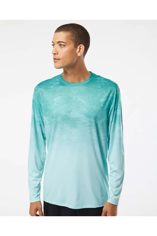 Premium Fit Paragon Mens Montauk Oceanic Fade Performance Moisture Wicking Long Sleeve Crewneck T-Shirt - Aqua Blue Fade - Closeout Premium Fit Paragon Mens Montauk Oceanic Fade Performance Moisture Wicking Long Sleeve Crewneck T-Shirt - Aqua Blue Fade - Closeout