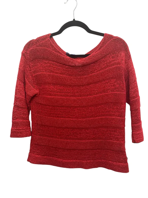 Stylish Looks Top Long Sleeve By Chaps In Red, Size: M