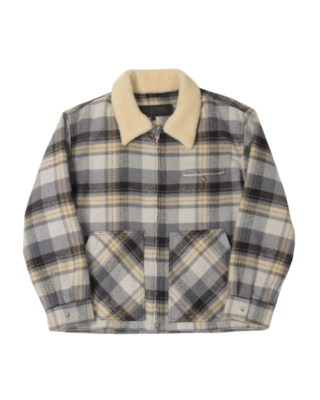 Lightweight T-shirts Plaid Boa Jacket