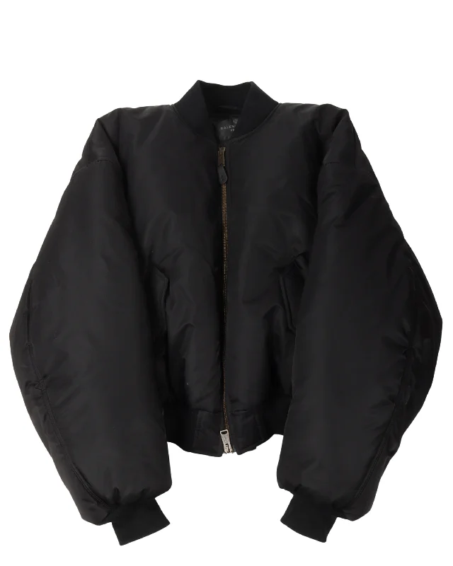 Athletic Gear Padded Nylon Bomber Jacket
